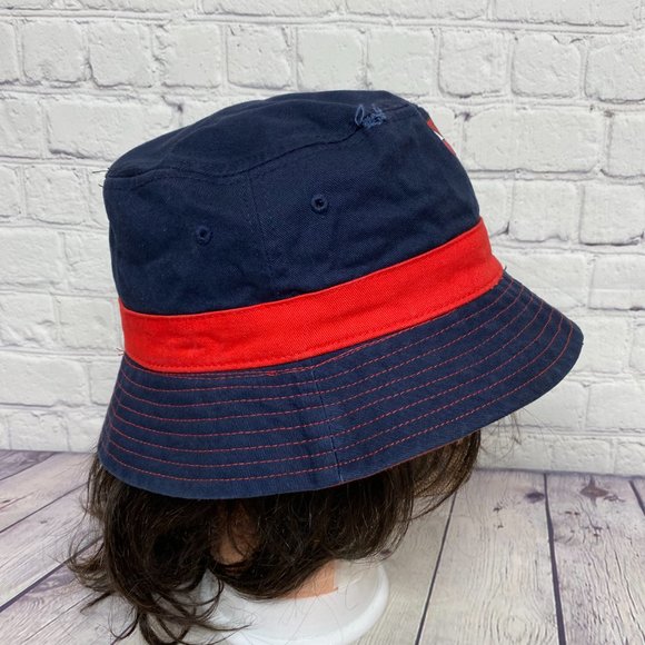 Superman Bucket Hat Cap Distressed Size Small Navy Blue Red Print Logo DC Comics - Picture 4 of 11